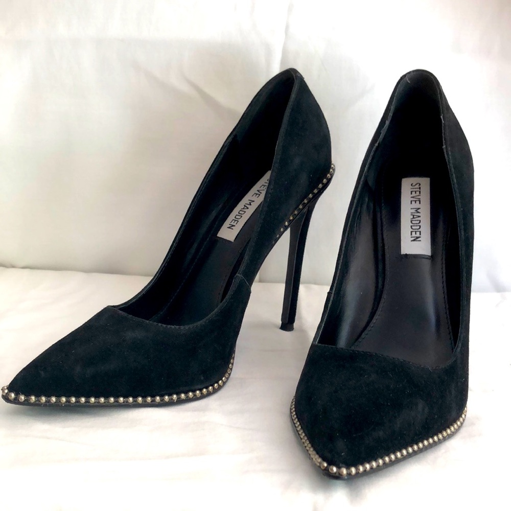 Steve Madden silver studded black high heels